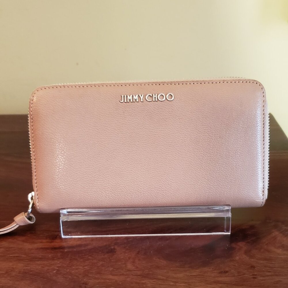 JIMMY CHOO BALLET PINK SOFT GRAINED GOAT LEATHER WALLET